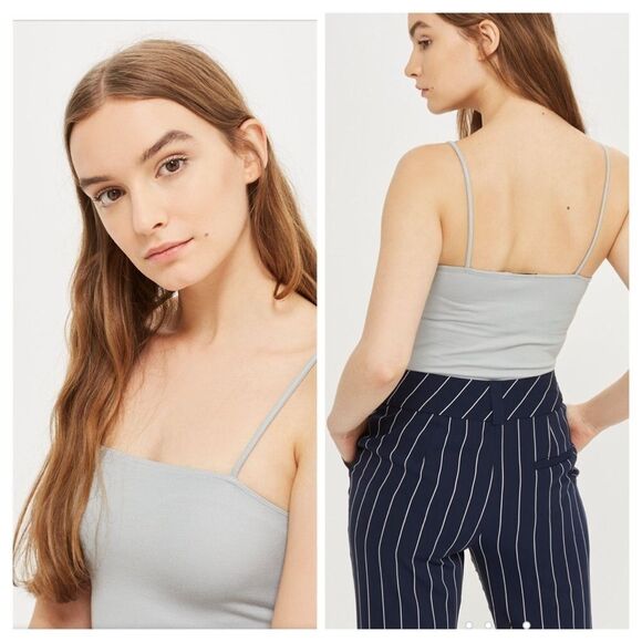Topshop Square Neck Ponte Bodysuit Size 8 - Picture 1 of 8